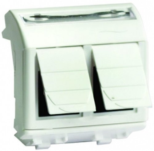 Розетка компьютерная для кабель-канала DKC Brava 2-м. 2 мод. RJ45 5е (разъем Hyperline) белый картинка